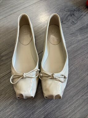 Christian Louboutin Cream Patent Bow Ballet Flats